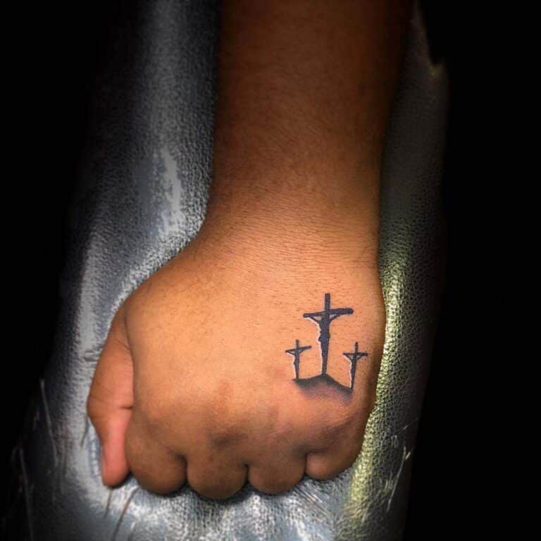 Small 3 Cross Tattoo on wrist