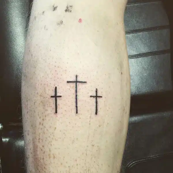 thin 3 Cross Tattoo