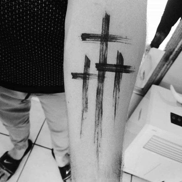 3 Cross Tattoo shade on forearm