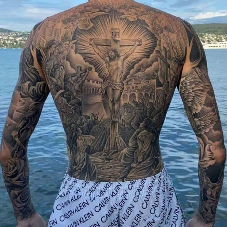 3 Cross Tattoo covers all back