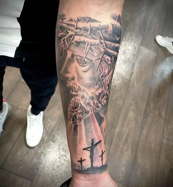 jesus and 3 Cross Tattoo 