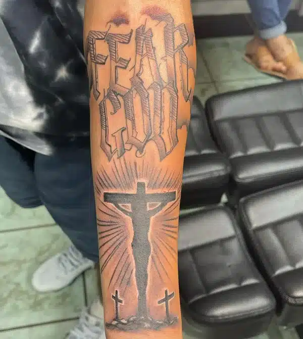 Fear only God 3 Cross Tattoo 