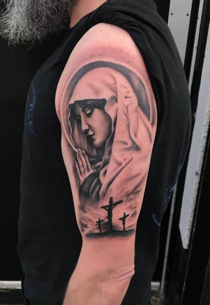 3 Cross Tattoo faith lady symbol