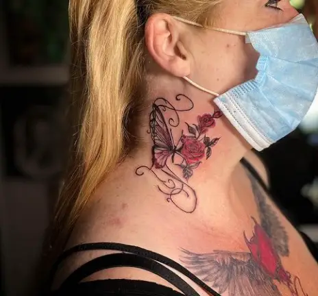 butterfly tattoo with flower