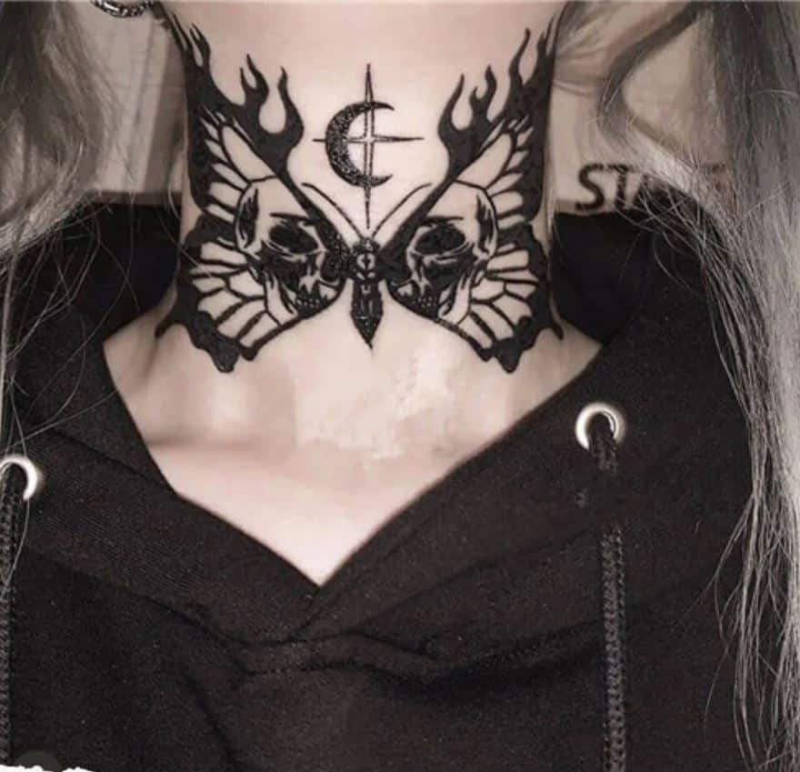 butterfly Tattoo on neck
