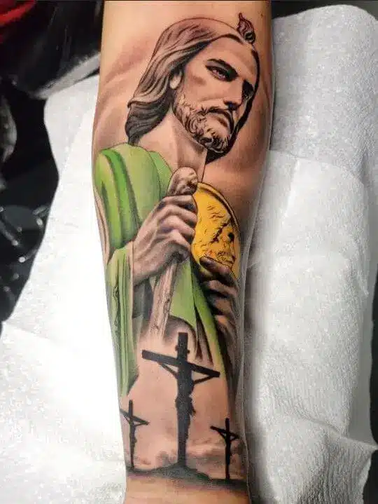 San Judas Tattoo with 3cross