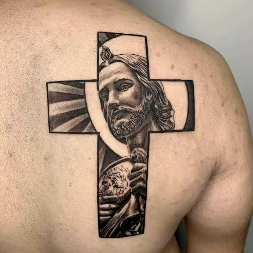 Tattoo of San Judas on Back