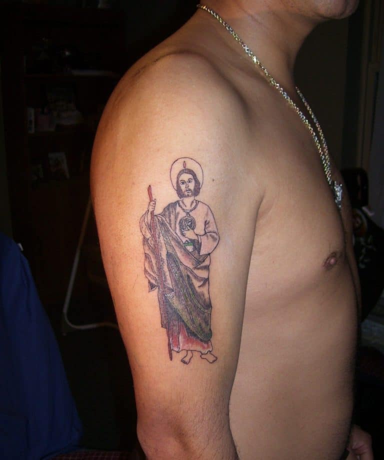 Spirtual San Judas Tattoo on Shoulder