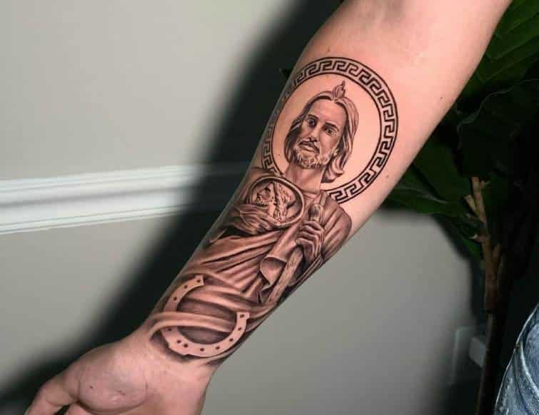San Judas Tattoo on Forearm design