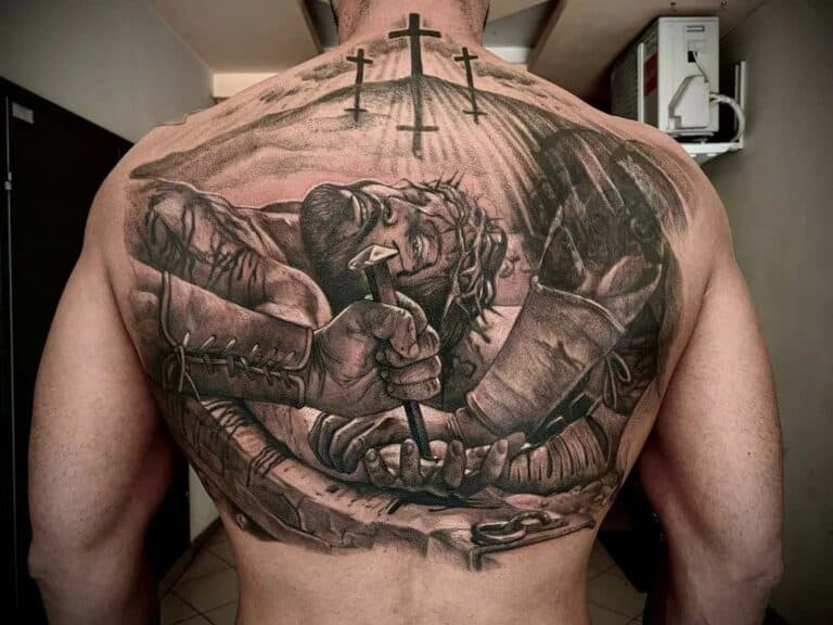 3 Cross Tattoo symbol of Faith on back