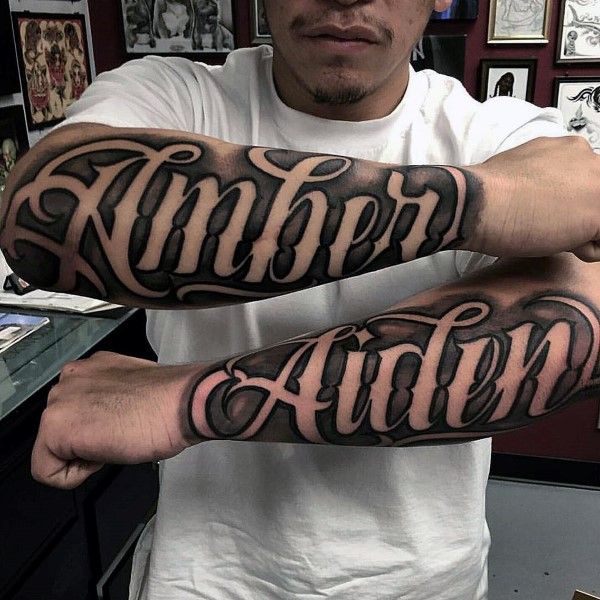 Gangster Wicked Tattoo Lettering Forearm ideas (12)