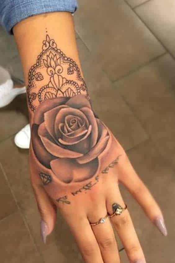 Rose Tattoos on Hand - Small Rose Tattoo on Hand Girl