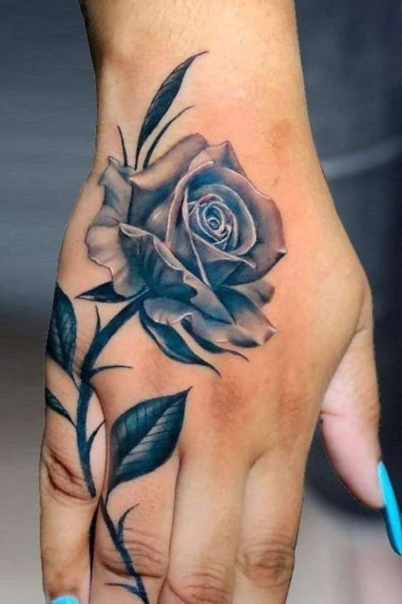 Rose Tattoos on Hand - Small Rose Tattoo on Hand Girl