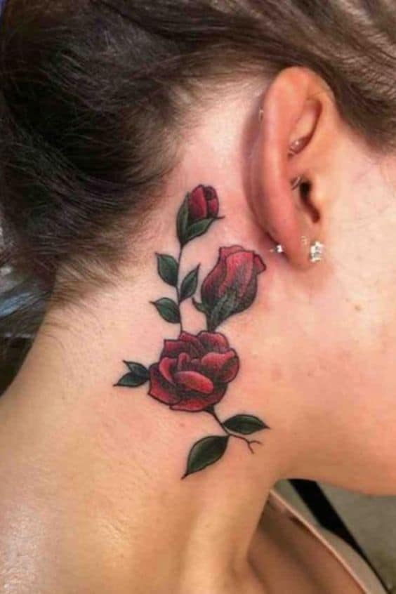 Rose Tattoo on Neck - Attractive Rose Neck Tattoos For Guys