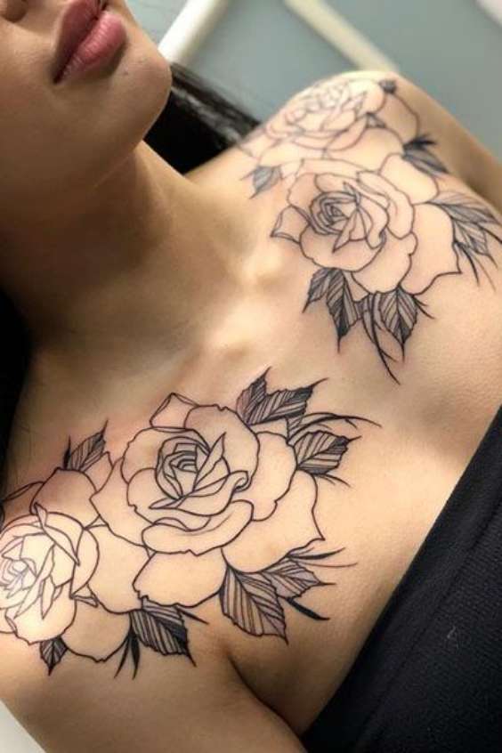 Rose Tattoos on Chest - Rose Tattoo on Chest Female