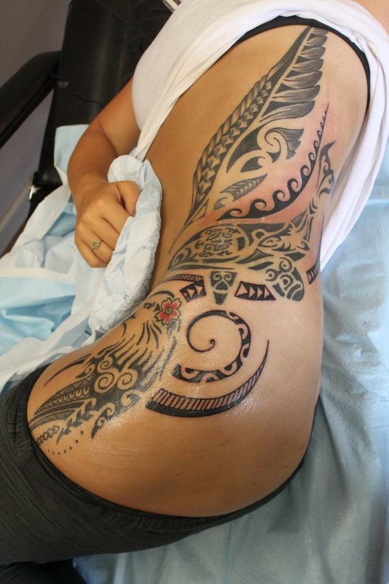 pattern for side belly tattoo for girls
