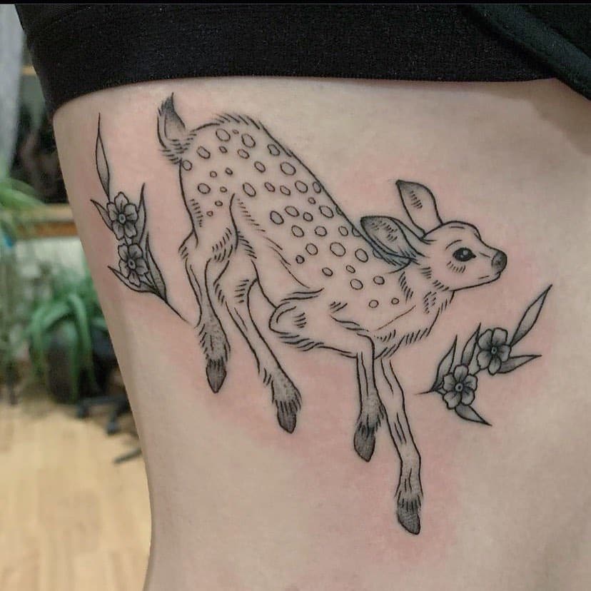 animal for side belly tattoo for girls