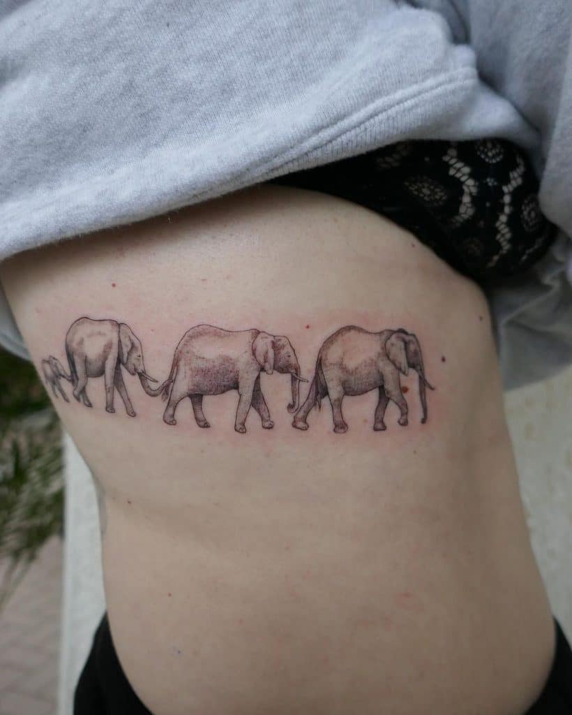 Elephants for side belly tattoo for girls