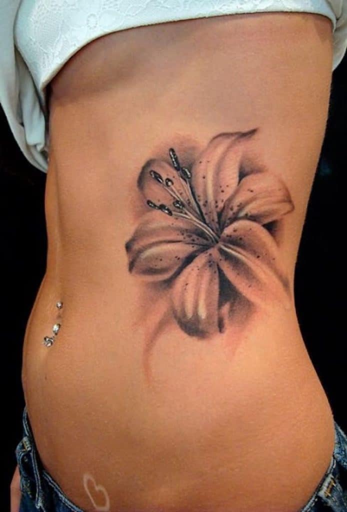 3D flower for side belly tattoo for girls