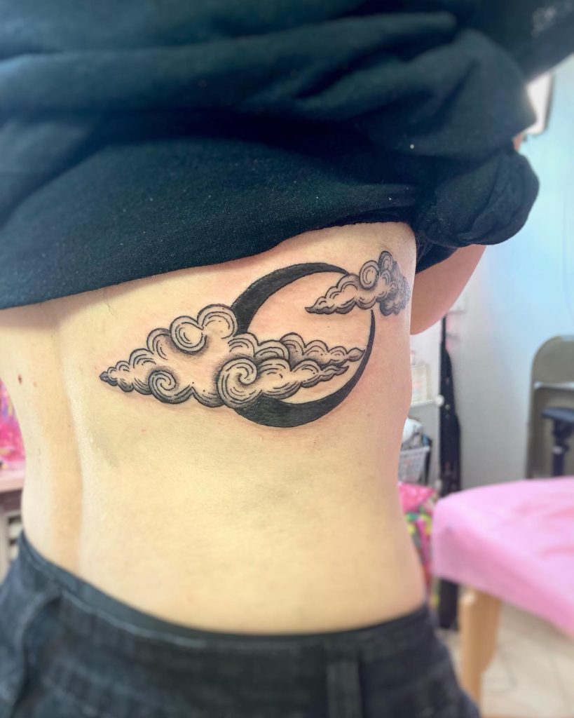 black clouds for side belly tattoo for girls