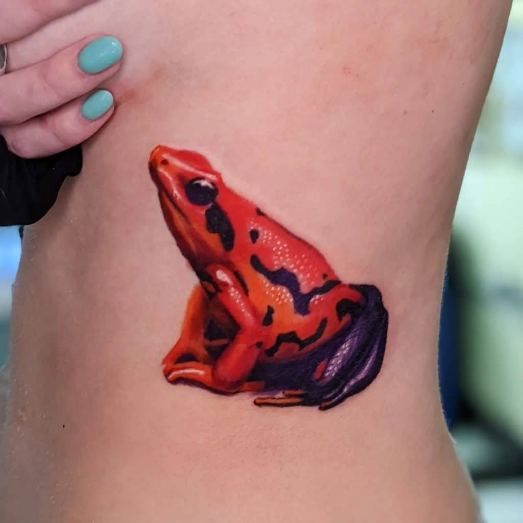 Frog Tattoo on side belly for Girls