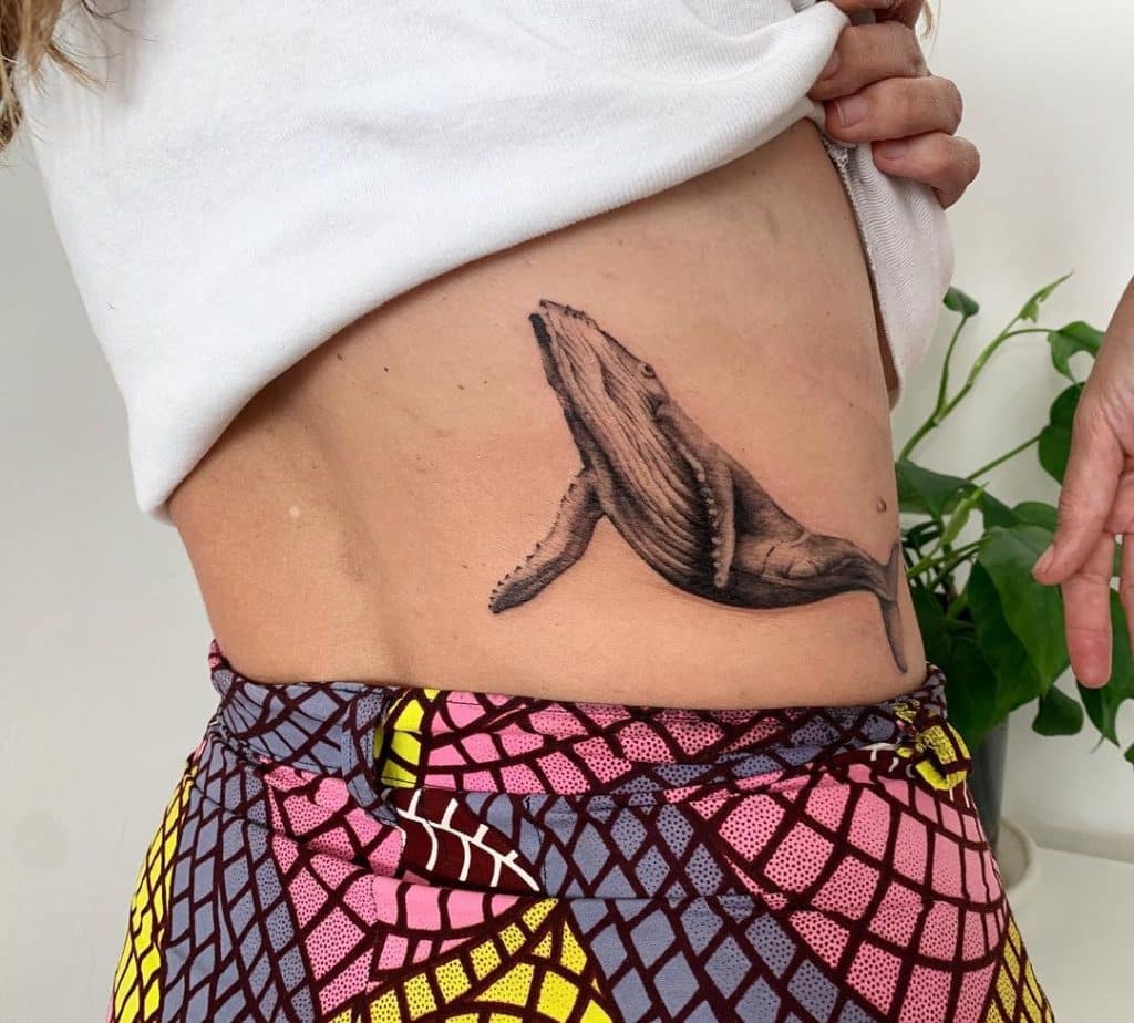 Dolphin  fish for side belly tattoo for girls