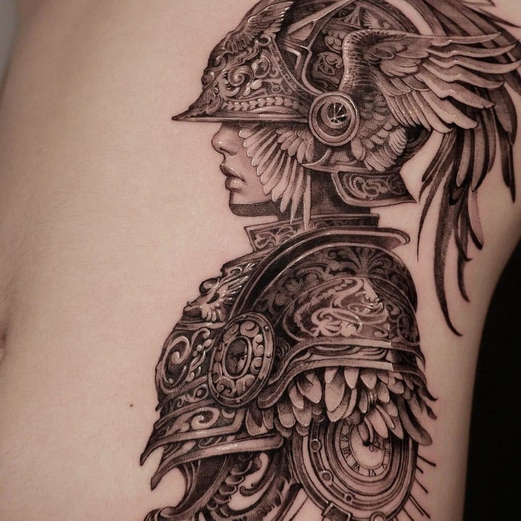 warrior Side belly tattoo for Girls
