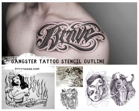 Gangster Tattoo Stencil outline