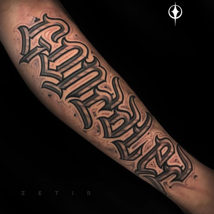 Gangster wicked tattoo lettering