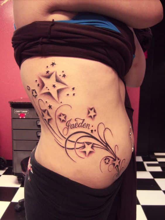 stars for side belly tattoo for girls