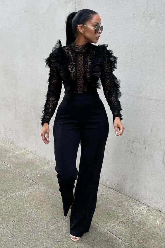 winter lace fringed trousers