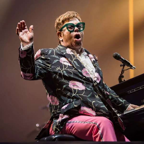 Elton John Black Floral Jacket with Pink Trouser