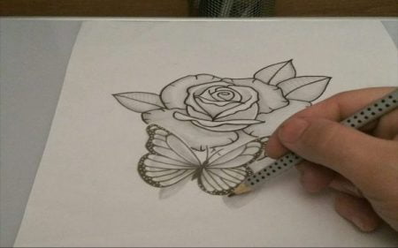 Rose with butterfly Tattoo Ideas