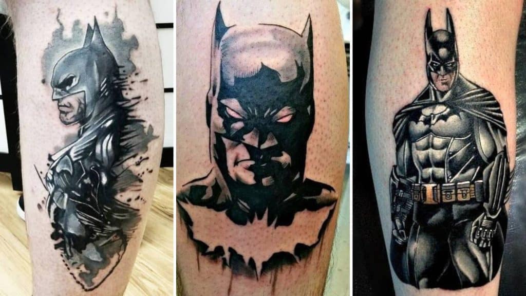 Black and grey style Batman portrait tattoo