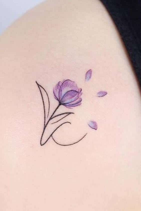 Jasmine Floral Initial Tattoos