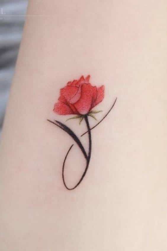 pretty Y Flower Initial tattoo
