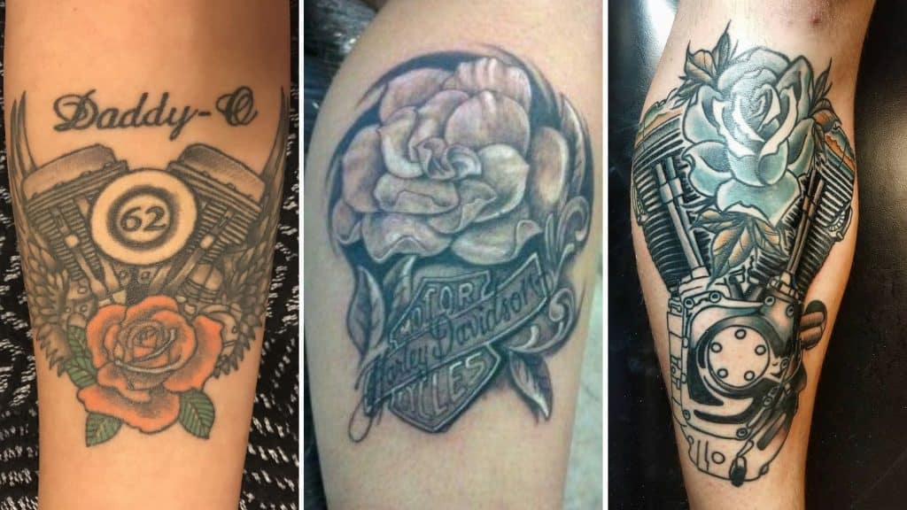 Harley Tattoos with Rose on Sleeve