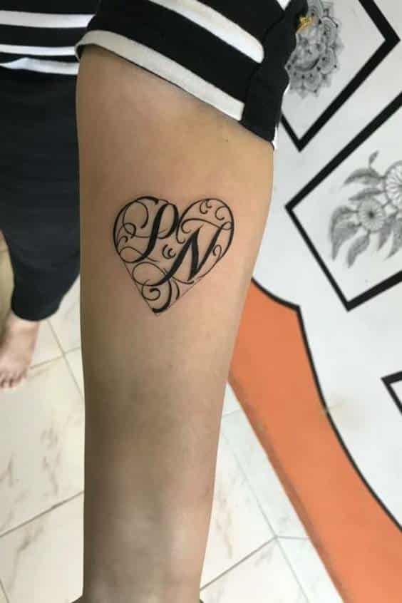 Awesome Heart P N Initial Tattoos For Inspiration