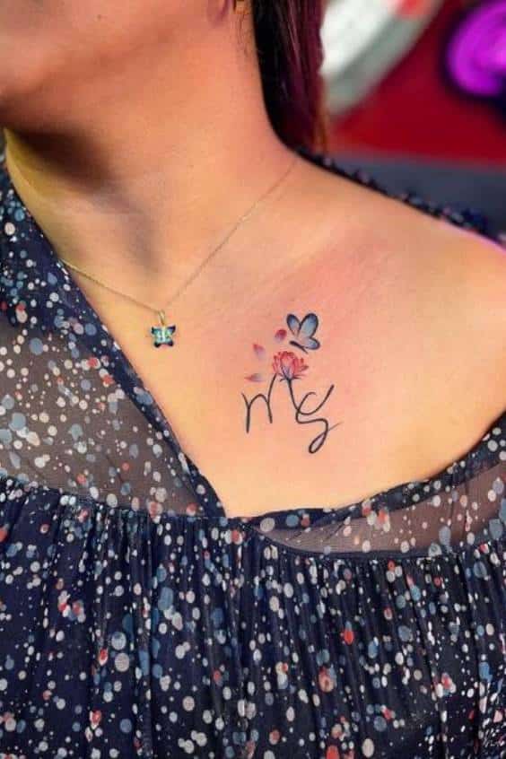 Letter tattoo design - flower girl collarbone tattoos