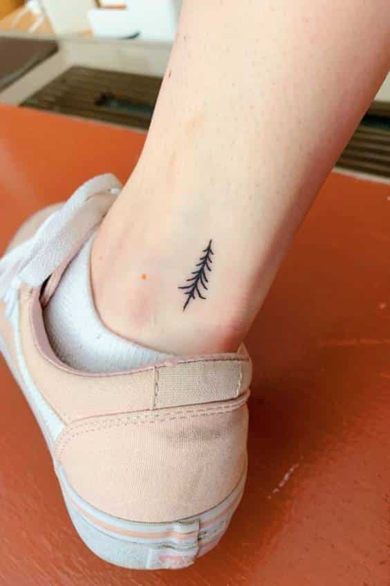 Minimalist Pine Tree Tattoo on foot
