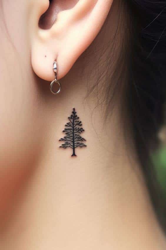 Pine Tree Tattoos on neck