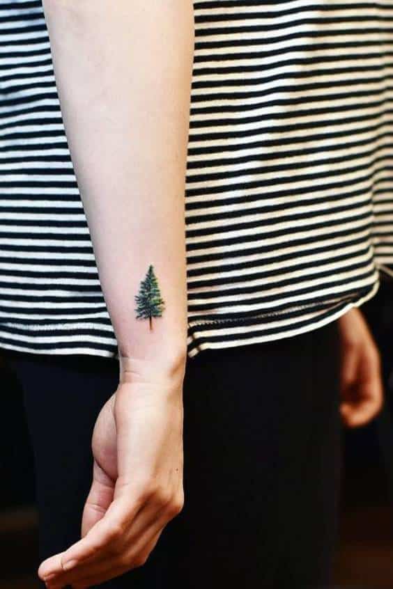 Pine Tree Tattoos on wrist side
