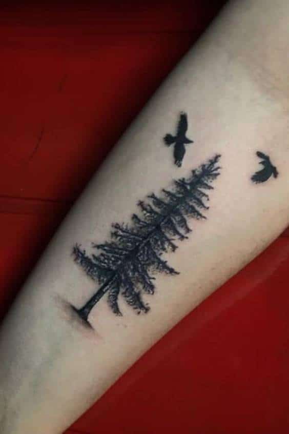 Birds with Pine Tree Tattoo