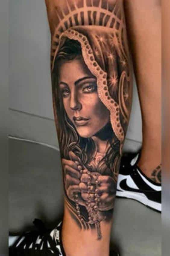 Virgin Mary Arm Tattoo
