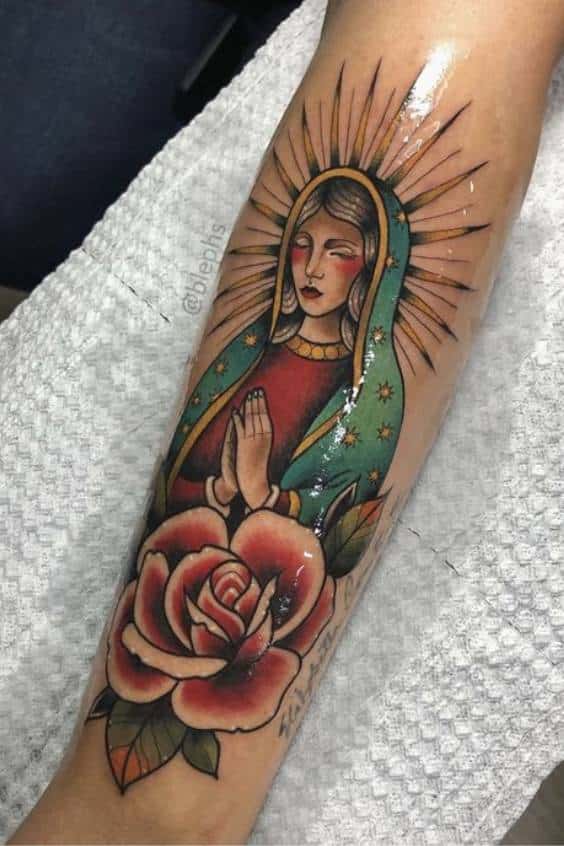 Rose Virgin Mary Tattoos
