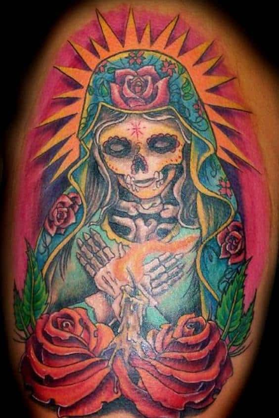 Catholic Virgin Mary Sugar Skull Tattoos Ideas