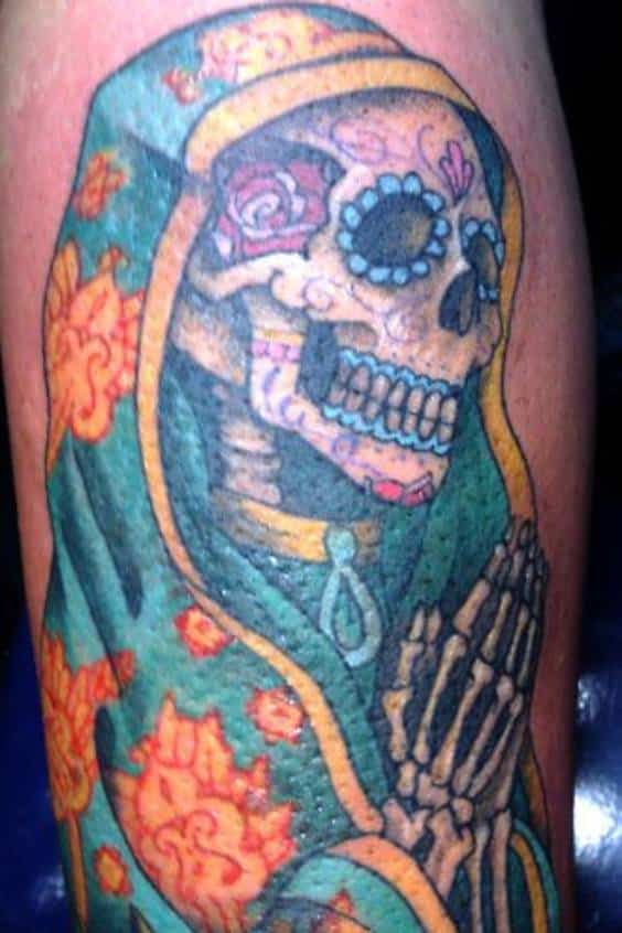 Amazing Virgin Mary Sugar Skull Tattoos