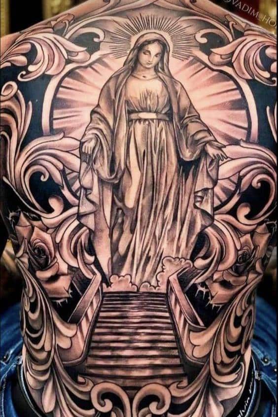 Best  Virgin Mary Tattoo Designs on Back