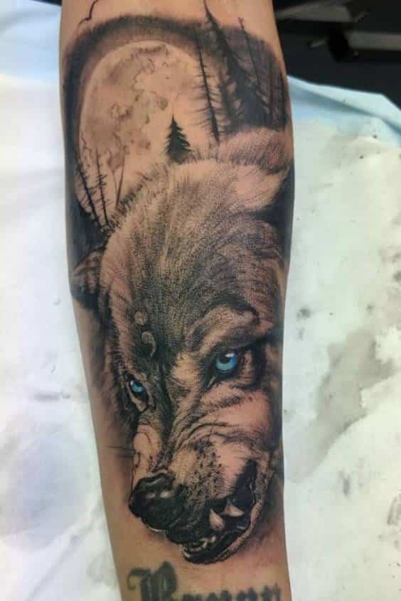 Hunting Wolf Tattoo