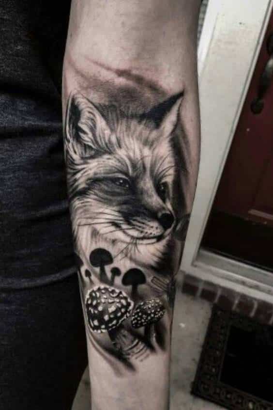 Fox and Fowl Hunting Tattoos on Forearm